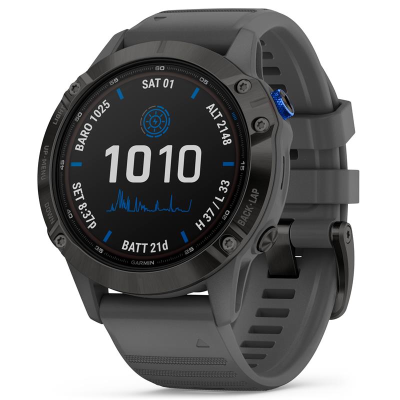 Garmin fenix® 6 – Pro Solar Edition 47mm GPS-klokke, Sort med skifergrå rem