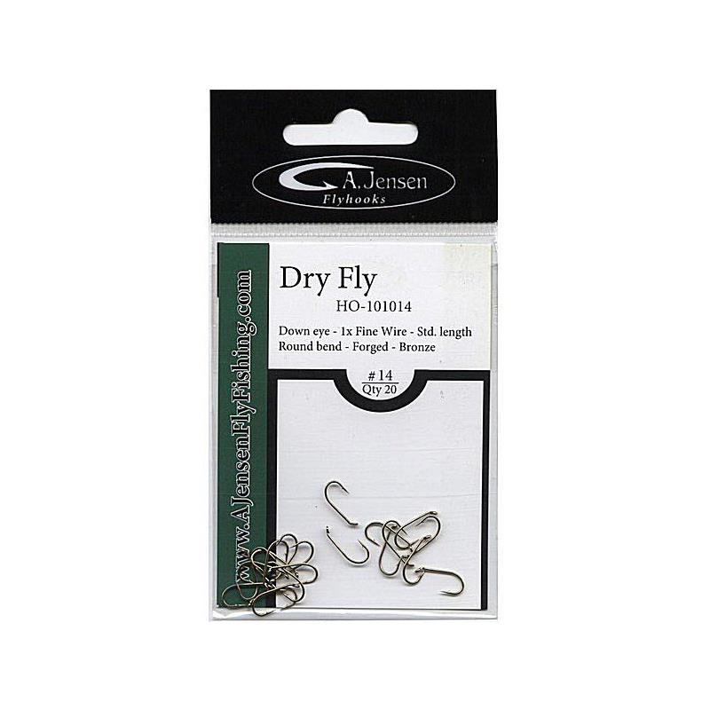 A.Jensen Dry Fly #20 20stk - Tørrfluekrok