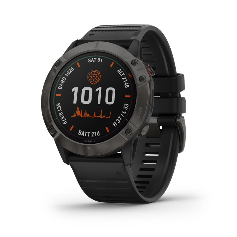 Garmin fenix® 6X Pro Solar GPS-klokke, kabongrå DLC titan