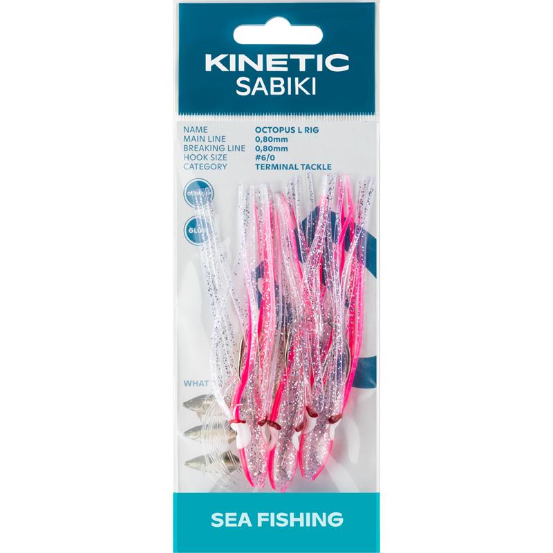 Kinetic Sabiki Octopus L #6/0 Pink/Glow
