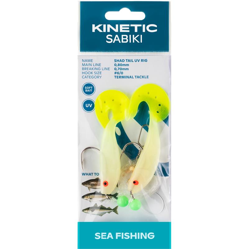 Kinetic Sabiki Shad Tail #6/0 Glow/Yellow