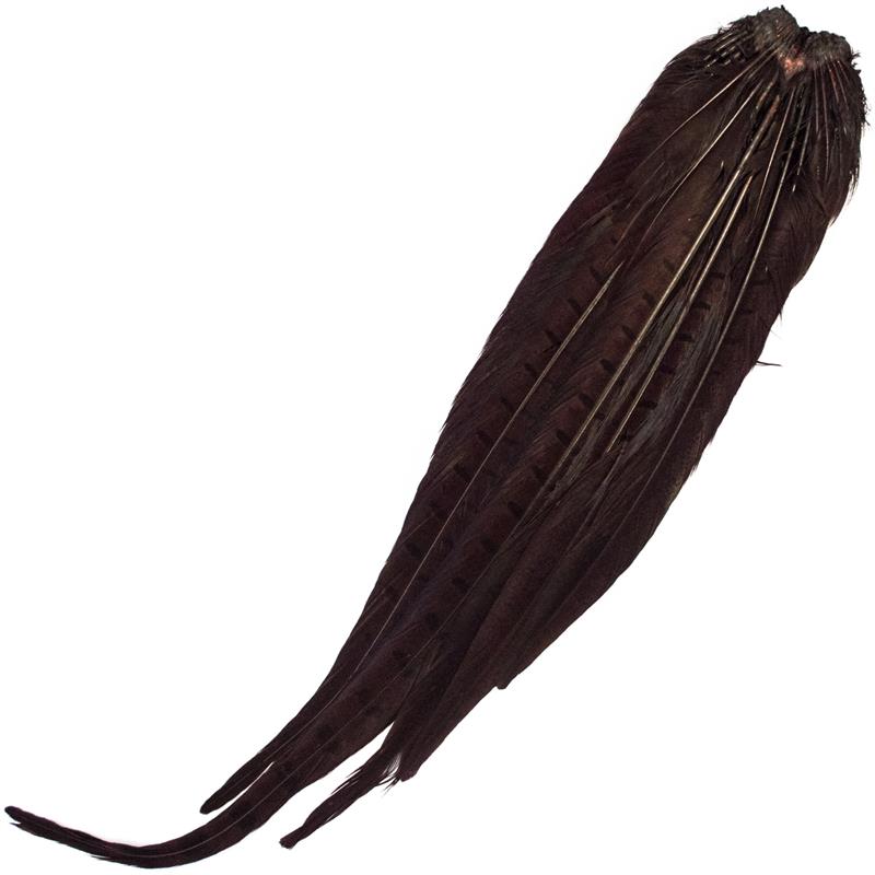 Cock Pheasant Complete Tails Dyed Claret Fasan halefjær komplett fra Veniard