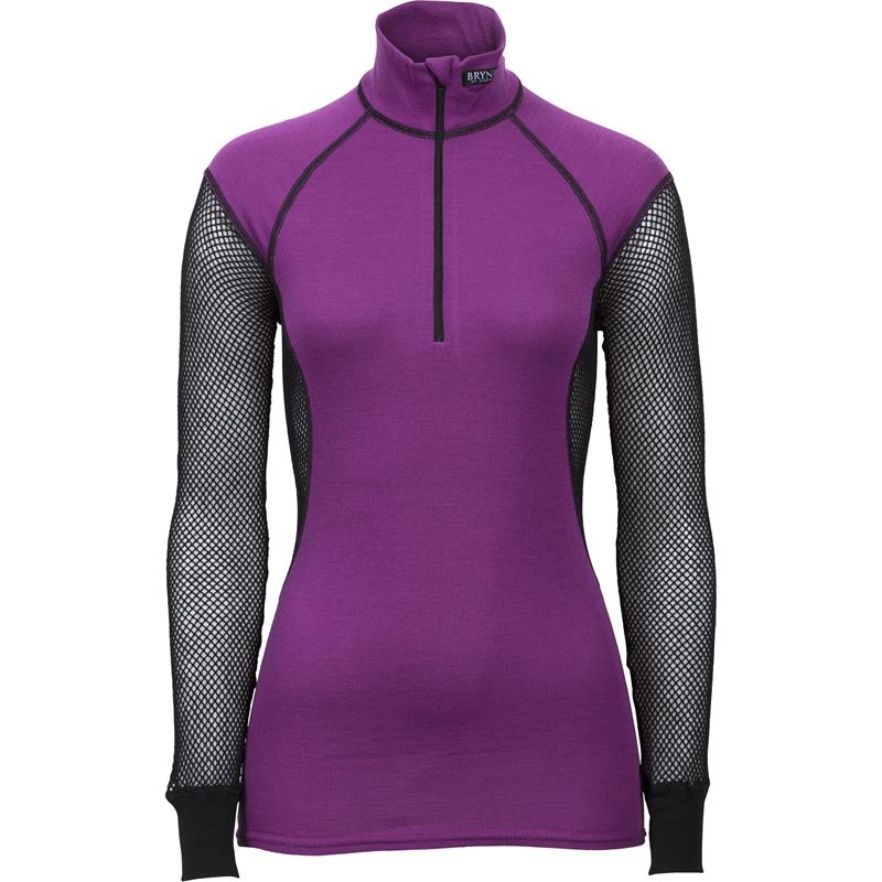 Brynje Wool Thermo Ladies Zip polo L Lady Collection - Black/Violet