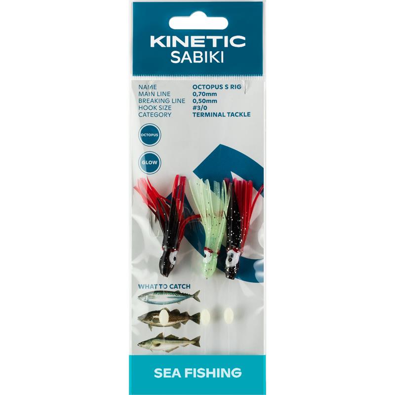 Kinetic Sabiki Octopus S #3/0 Glow/Red/Black