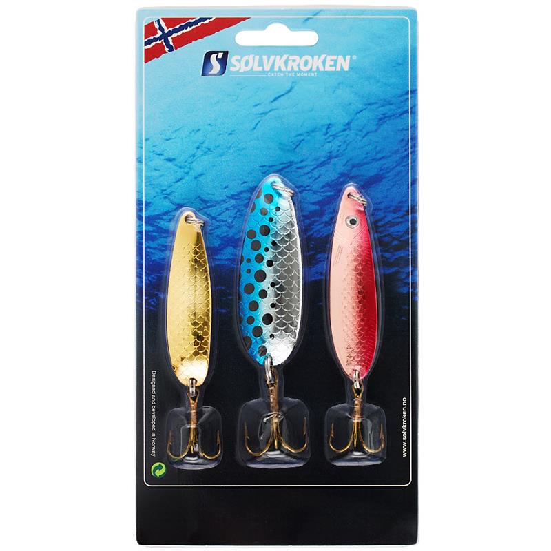 Sølvkroken sluksett Laks "liten" 3 pk