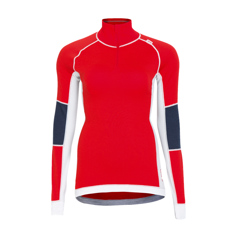Tufte Bambull Half Zip M High Risk Red/Blueberry - dame