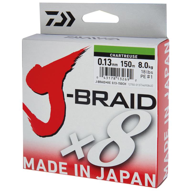 Daiwa J-Braid X8 150m - 0,10mm Chartreuse