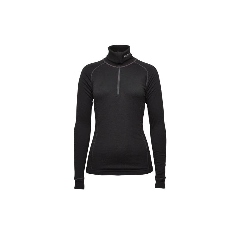 Brynje W's Arctic Zip Polo Black S Lang arm med tommelfingergrep