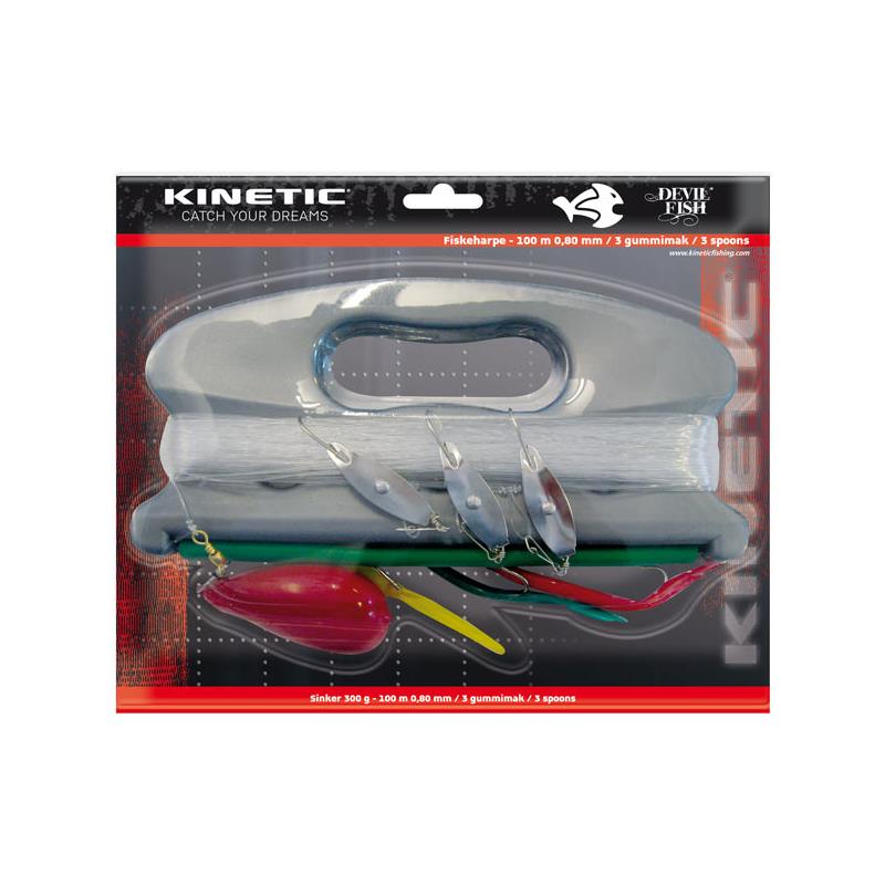 Kinetic Devilfish fiskeharpe 3stk. gummimakk + 3 blanke rykk