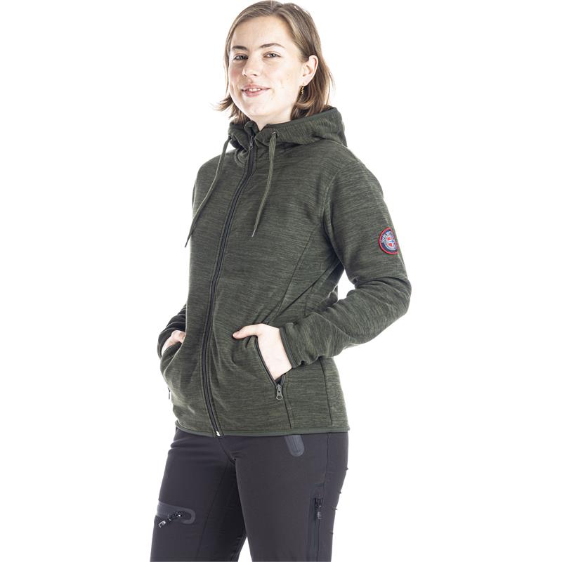 MoveOn Geilo Fleece 42 Lys Oliven Fleecejakke m/hette for dame
