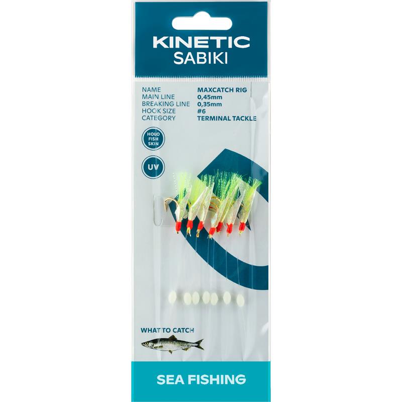 Kinetic Sabiki MaxCatch #6 Holo Fishskin/Yellow Flash