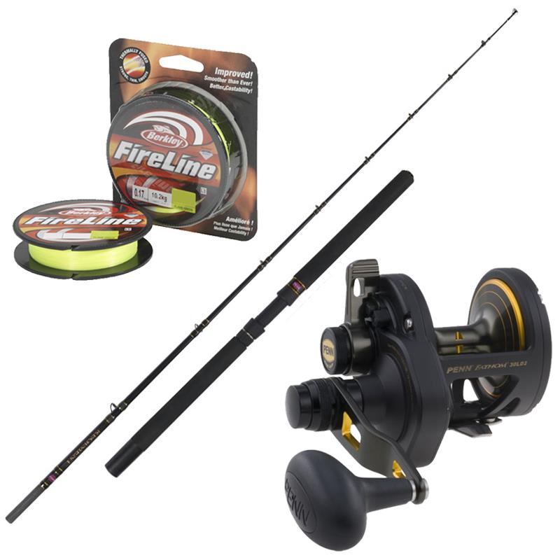 Penn Proff 2-speed Havfiskesett 15-40lbs 7' Regiment XT 15-40lbs + snelle og line