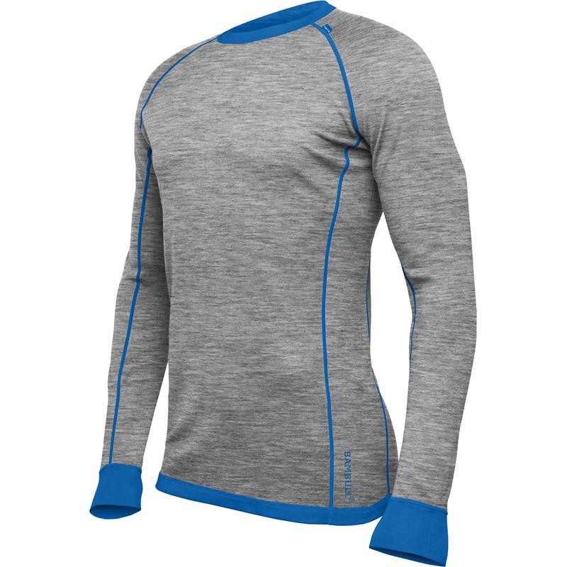 Tufte Bambull Crew Neck L Grey Melange/V. Blue - herre