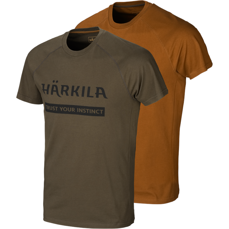 Härkila Logo T-shirt 2-pack M Willow Green/Rustique Clay