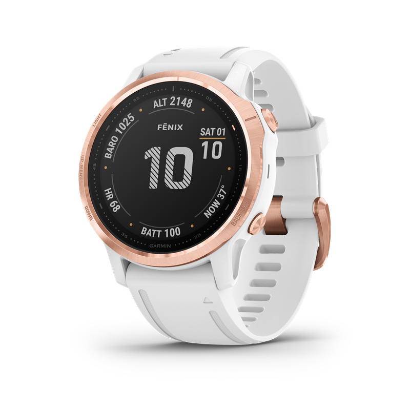 Garmin fenix® 6S Pro GPS-klokke, Rosé gullfarget med hvit rem