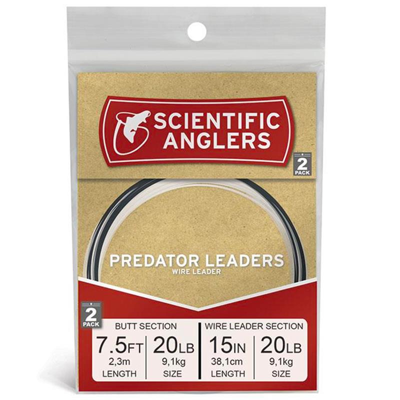 SA Predator Leader 2pk 7.5' AR Tapered Leader w/15" 20 lb Wire