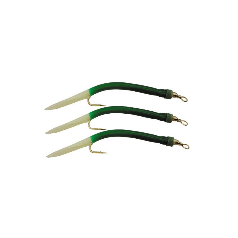 Wiggler kroksett Rigg str. 8/0 Grønn/Lys Gummi mark, 3pk