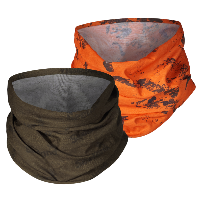Seeland Neck Gaiter 2-pack hals One Size Pine green og InVis orange blaze halser