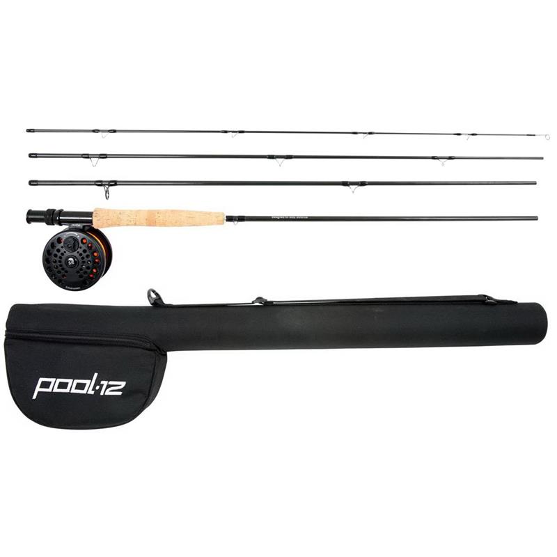 Pool 12 Powerfly 9' # 7 pakke 4-delt fluesett med tube