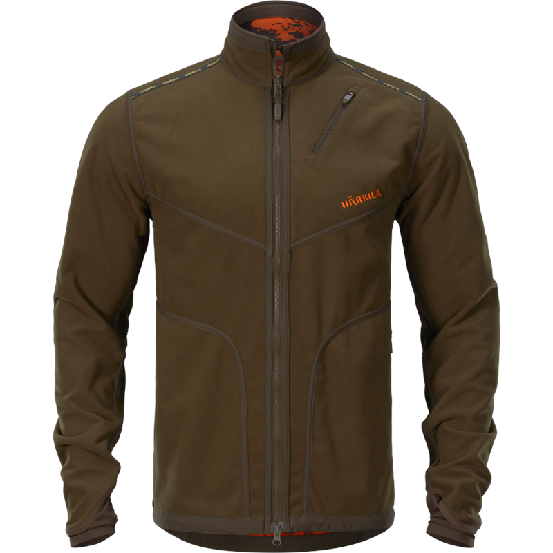 Härkila Wildboar Pro Vendbar jakke L Fleece,Willow Green/Orange Blaze