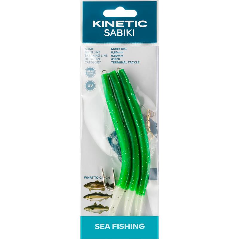 Kinetic Sabiki Makk #10/0 Glow Green Splatter